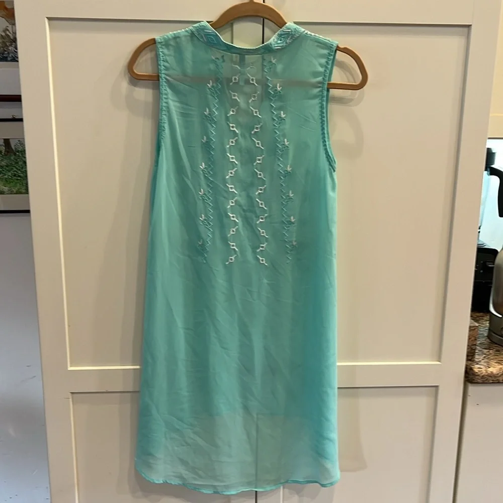 Monoreno Boho Sheer Embroidered Tunic Dress; Size S, EUC - Picture 2 of 7